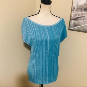 WHBM Knit Blue Stretchy Top